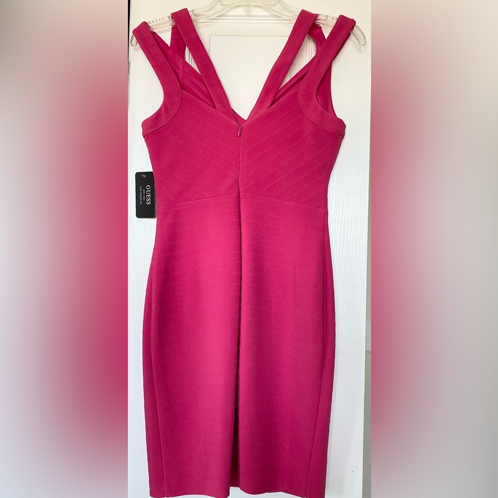 Guess V-Neck Mini Dress - Raspberry - Picture 6 of 7